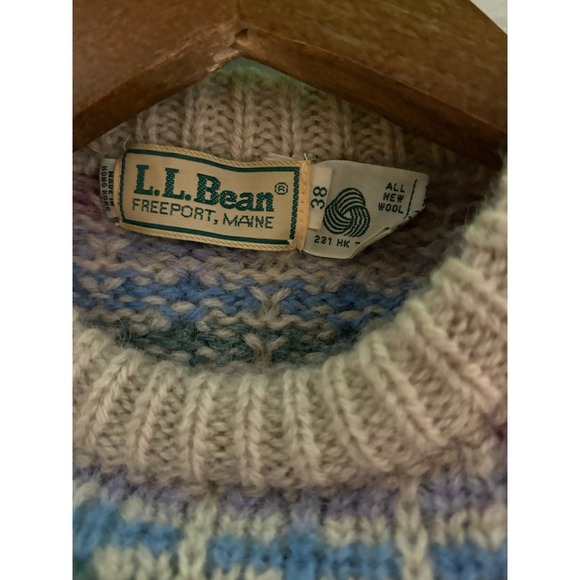 Vintage LL Bean Womens Wool Sweater S/M Pastel Plaid Crewneck Pullover Grandma - Picture 8 of 9